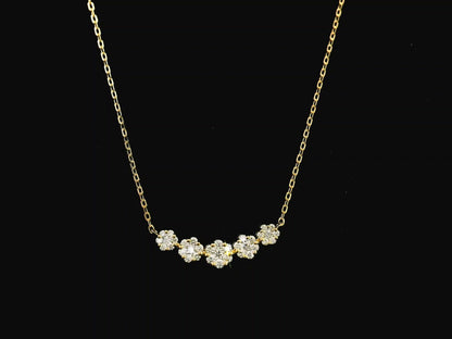 Diamond floral cluster necklace in 18K yellow gold with 0.55ct diamonds – Emirates Diamonds