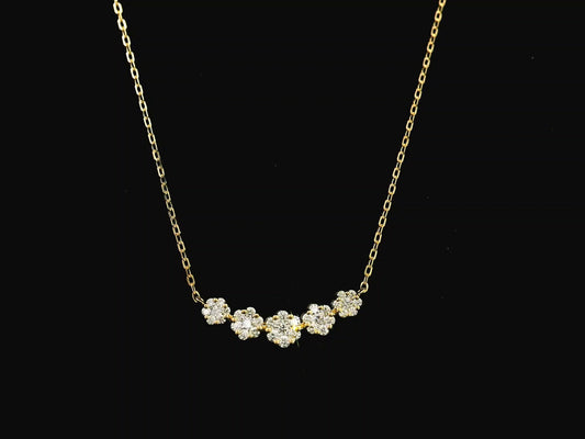 Diamond floral cluster necklace in 18K yellow gold with 0.55ct diamonds – Emirates Diamonds