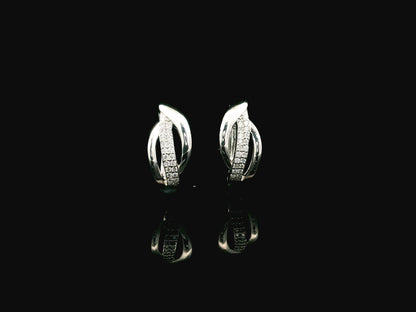 Diamond hoop earrings 0.16 carat in 18K white gold by Emirates Diamonds