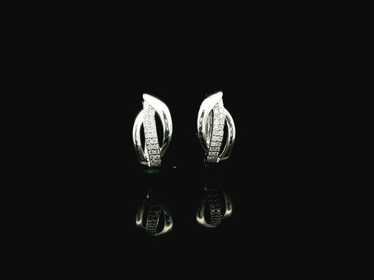 Diamond hoop earrings 0.16 carat in 18K white gold by Emirates Diamonds