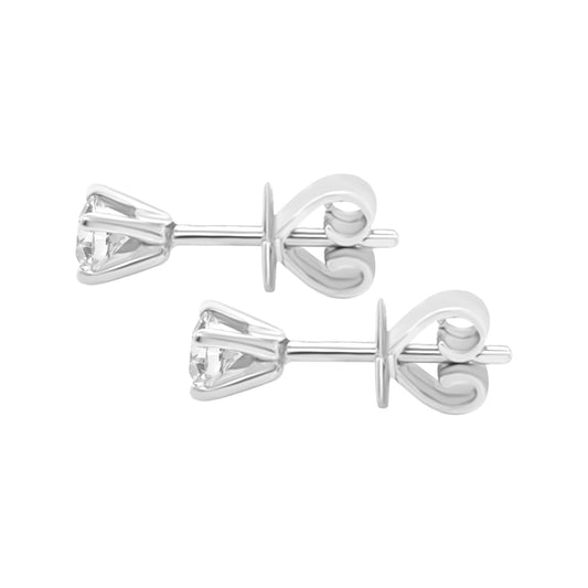 Men's Solitaire Diamond Stud Earring In 18k White Gold ( Single Earring )