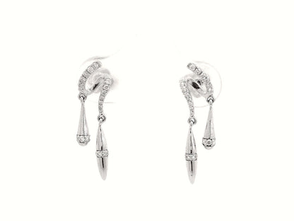 Luxury 18K gold diamond drop earrings with twisting design and dangling accents – 0.16 carat diamonds