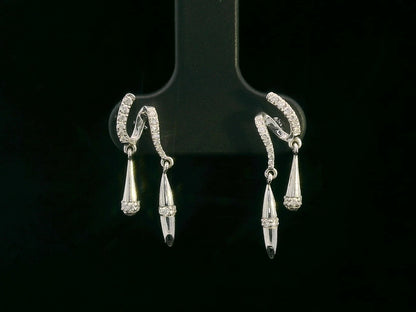 Luxury 18K gold diamond drop earrings with twisting design and dangling accents – 0.16 carat diamonds