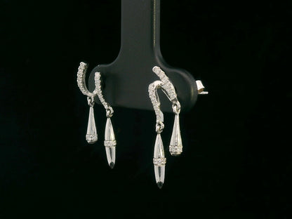 Luxury 18K gold diamond drop earrings with twisting design and dangling accents – 0.16 carat diamonds