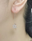 Needle And Thread Earrings With Diamond Star In 18k Rose Gold.