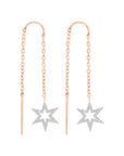 Needle And Thread Earrings With Diamond Star In 18k Rose Gold.