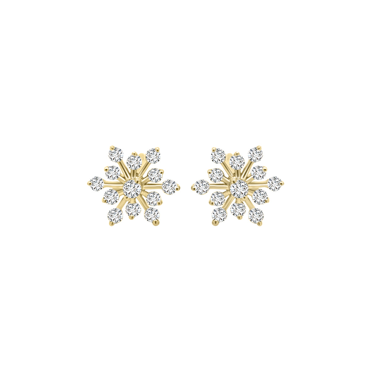 Starburst Diamond Earrings In 18k Yellow Gold.