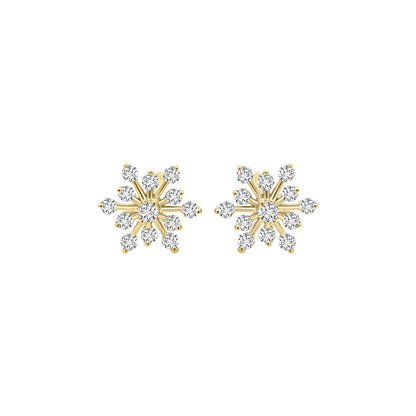 Starburst Diamond Earrings In 18k Yellow Gold.