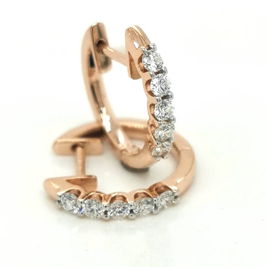 Small Hoop Diamond Hoop earrings In 18k Rose Gold.