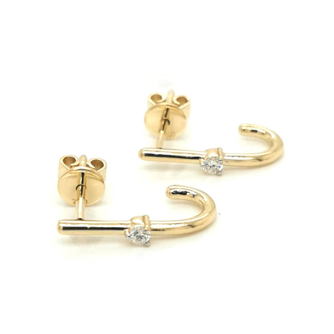 Solitaire Diamond Stud Earrings In 18k Yellow Gold.