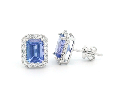 Exquisite 18k White Gold Tanzanite & Diamond Earrings