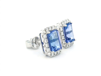 Exquisite 18k White Gold Tanzanite & Diamond Earrings