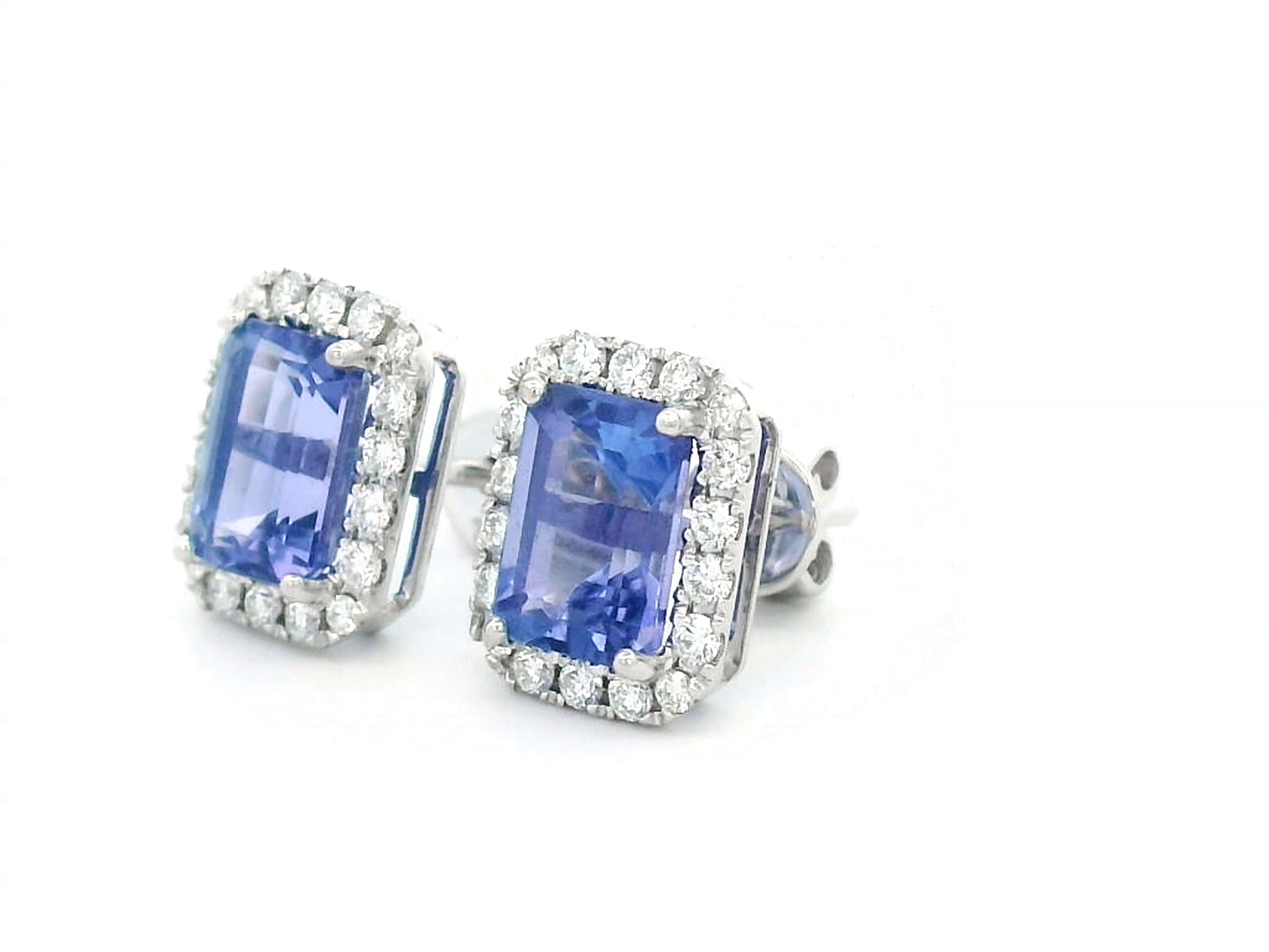 Exquisite 18k White Gold Tanzanite & Diamond Earrings