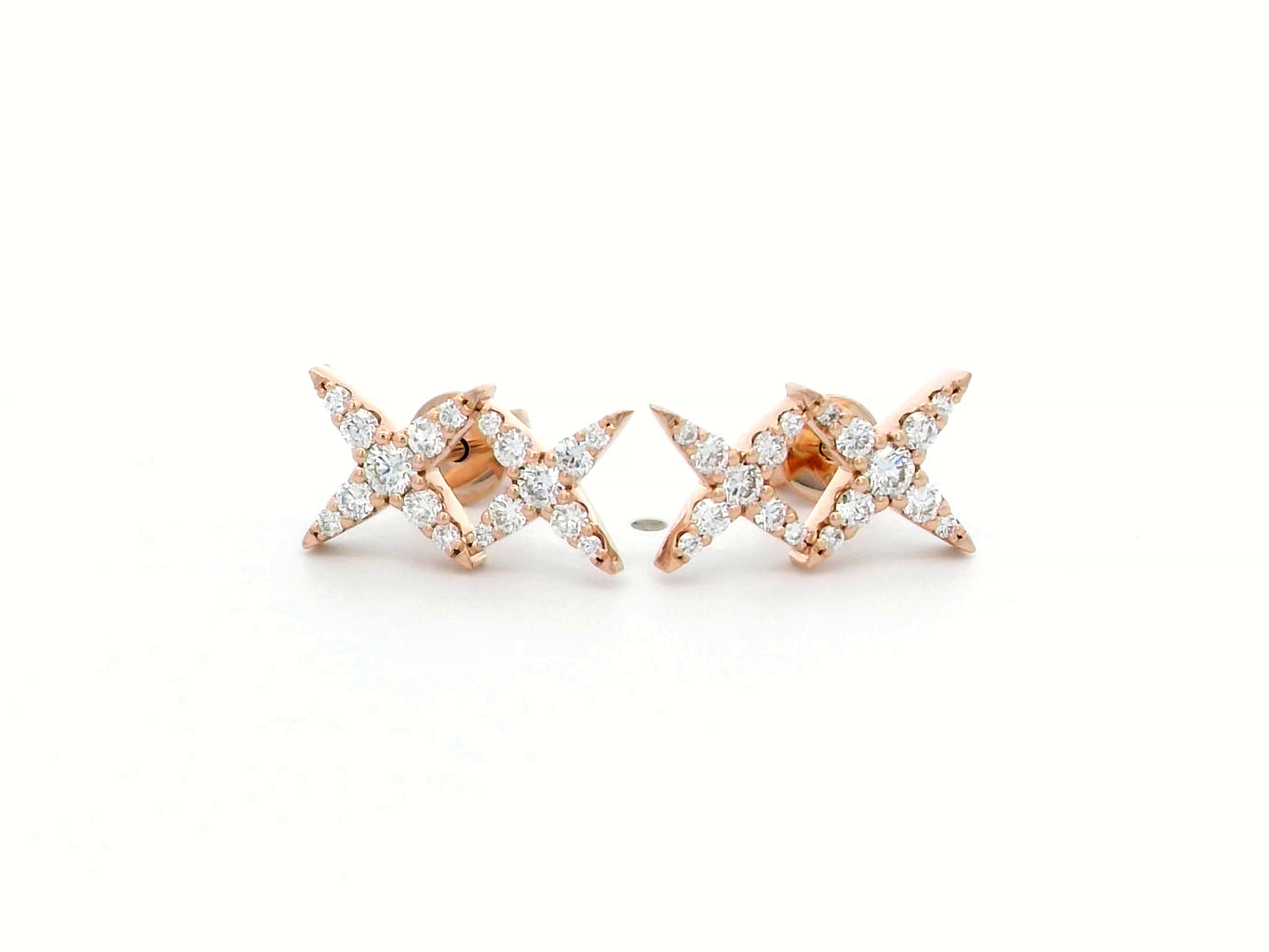 18k Rose Gold  Diamond "X" Stud Earrings