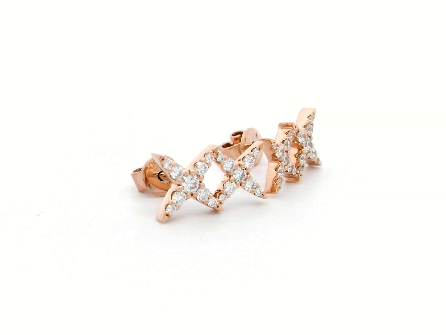 18k Rose Gold  Diamond "X" Stud Earrings