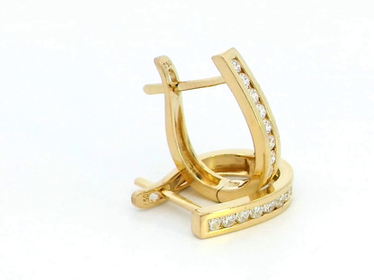 18k Gold Diamond Hoop Earrings with 0.35 Carat Brilliant-Cut Diamonds