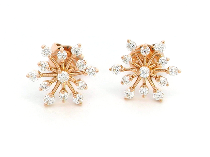 Starburst Diamond Earrings In 18 Rose Gold.