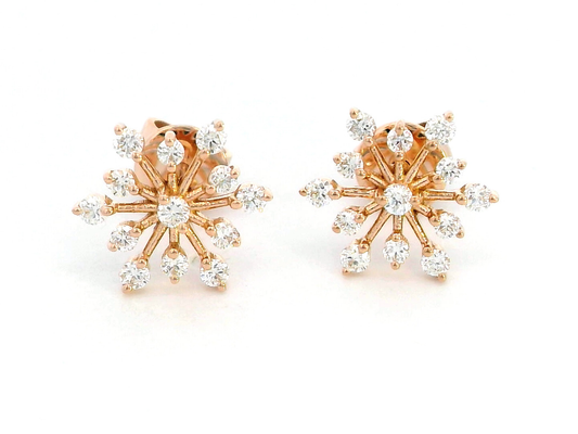 Starburst Diamond Earrings In 18 Rose Gold.