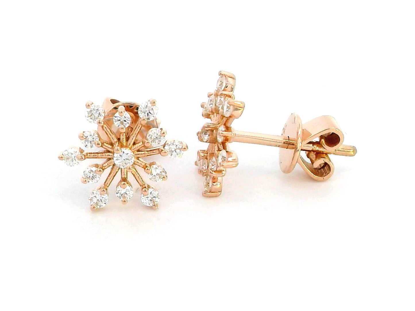 Starburst Diamond Earrings In 18 Rose Gold.