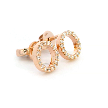 Chic Open Circle Diamond Earrings in 18K Rose Gold - Timeless Elegance