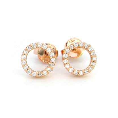 Chic Open Circle Diamond Earrings in 18K Rose Gold - Timeless Elegance