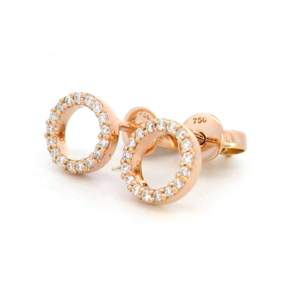 Chic Open Circle Diamond Earrings in 18K Rose Gold - Timeless Elegance