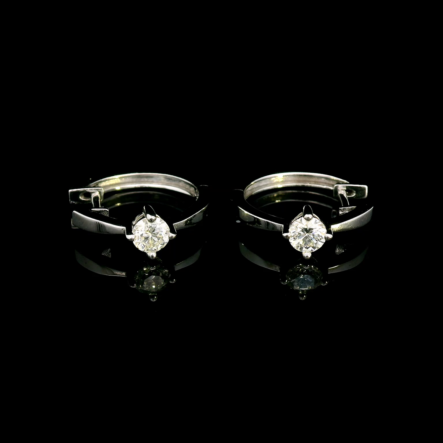 18K White Gold Hoop Earrings featuring a total of 0.45-carat solitaire diamonds, elegant and timeless design, perfect for any occasion