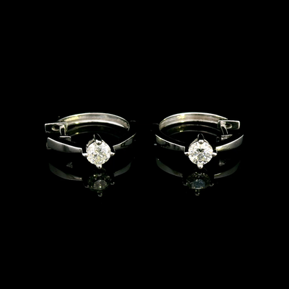 18K White Gold Hoop Earrings featuring a total of 0.45-carat solitaire diamonds, elegant and timeless design, perfect for any occasion