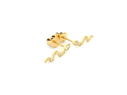 18K Gold Snake Diamond Stud Earrings with 0.13 Carats of Diamonds.