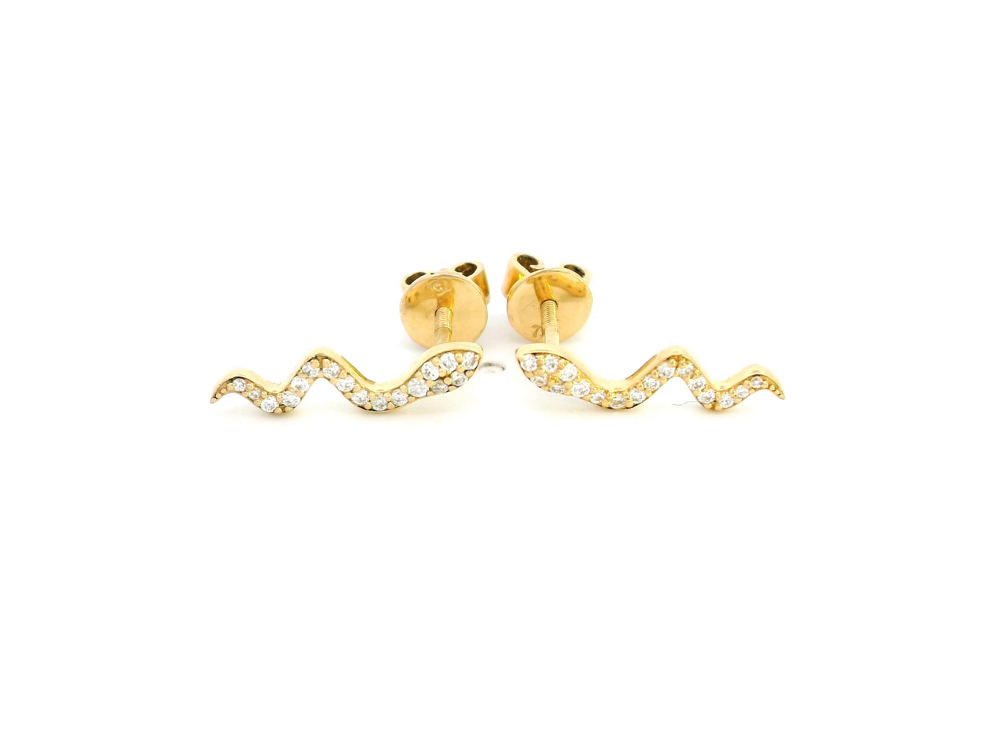 18K Gold Snake Diamond Stud Earrings with 0.13 Carats of Diamonds.