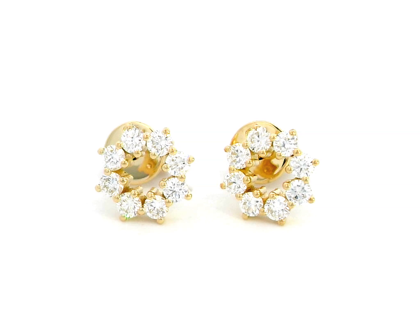 Elegant 18K Gold Diamond  Stud Earrings – 0.39 Carats Total Diamond Weight