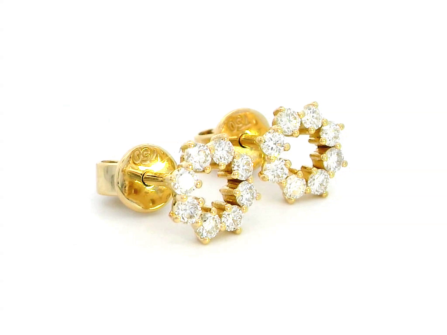 Elegant 18K Gold Diamond  Stud Earrings – 0.39 Carats Total Diamond Weight