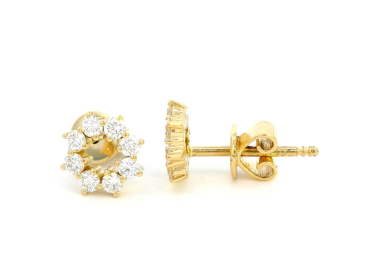 Elegant 18K Gold Diamond  Stud Earrings – 0.39 Carats Total Diamond Weight