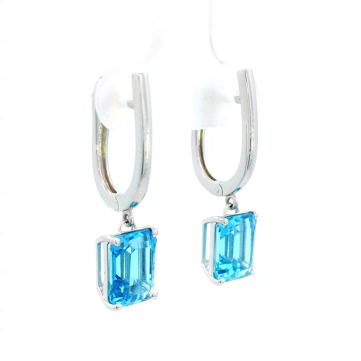 18k White Gold Swiss Blue Topaz Drop Earrings | 6.05 Carats