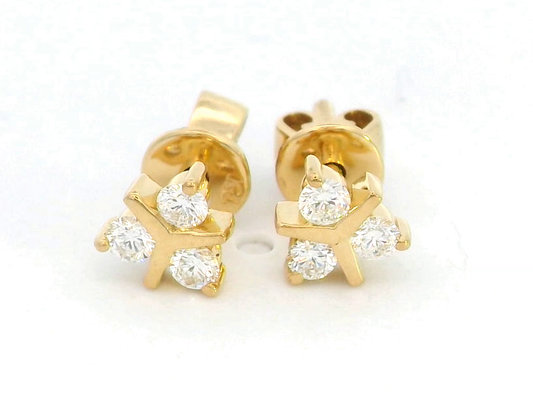 Chic 18K Gold Triangle Diamond Stud Earrings (0.20ct)