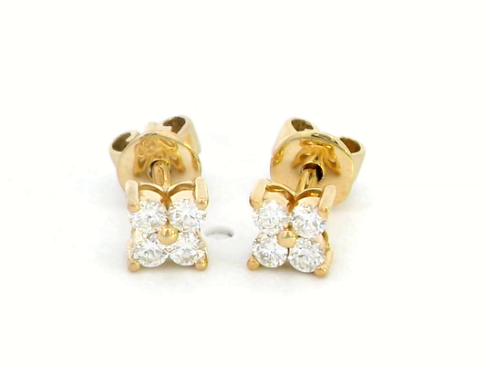 18k Yellow Gold Four-Stone Diamond Stud Earrings