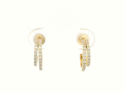 18k Yellow Gold Diamond Hoop Earrings - 0.30 Carat