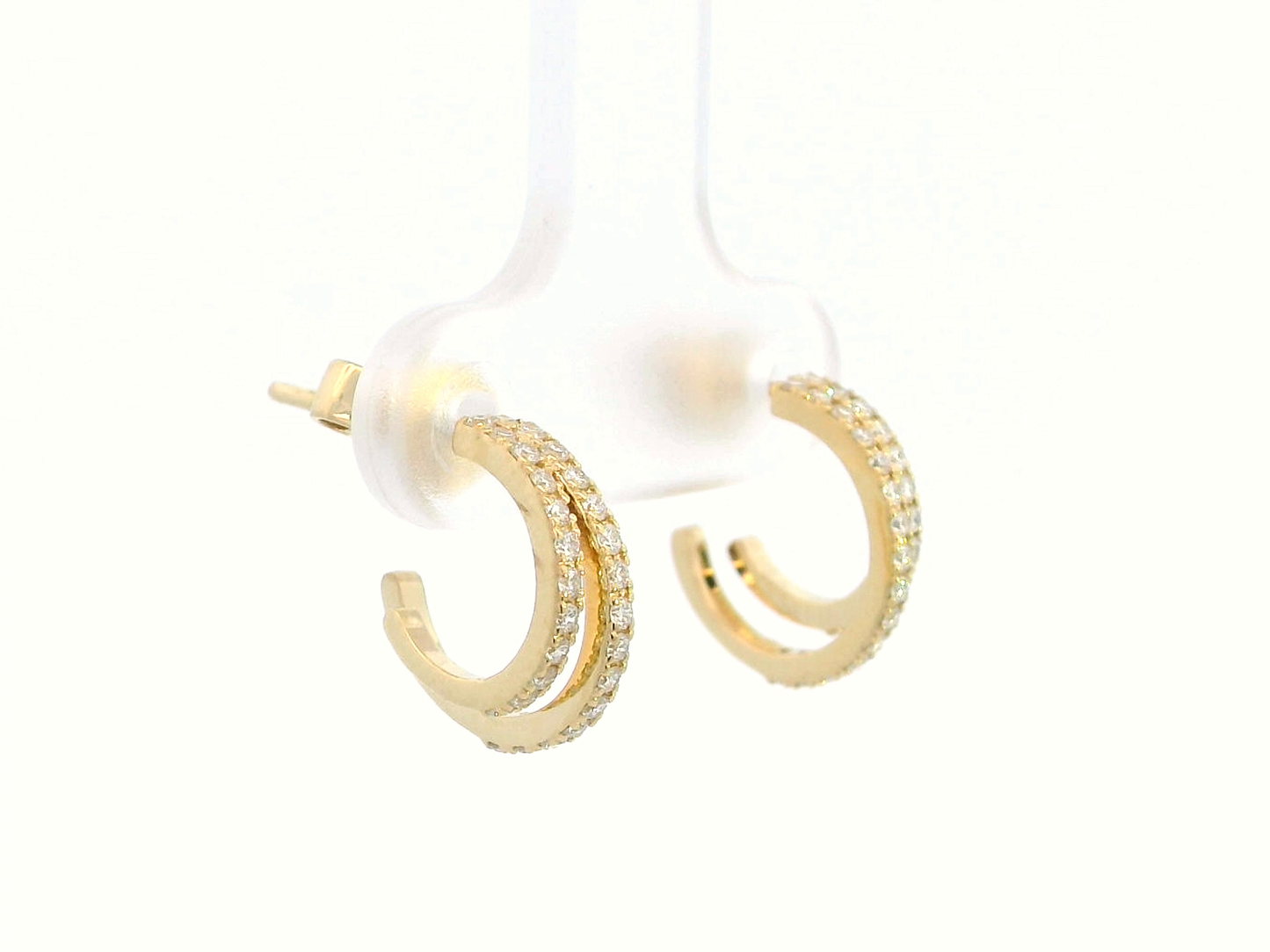 18k Yellow Gold Diamond Hoop Earrings - 0.30 Carat