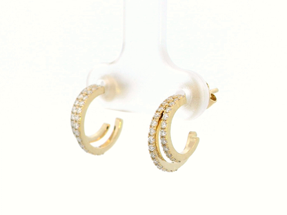 18k Yellow Gold Diamond Hoop Earrings - 0.30 Carat