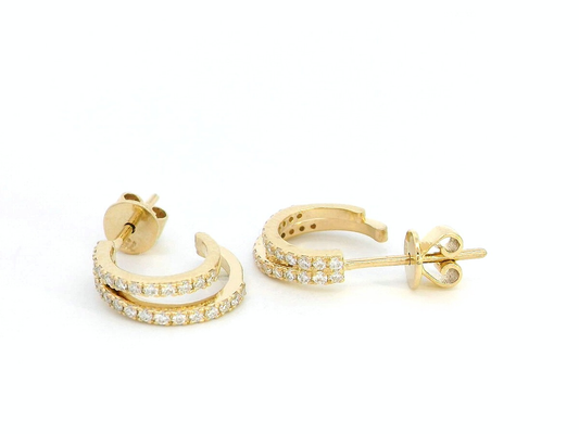 18k Yellow Gold Diamond Hoop Earrings - 0.30 Carat