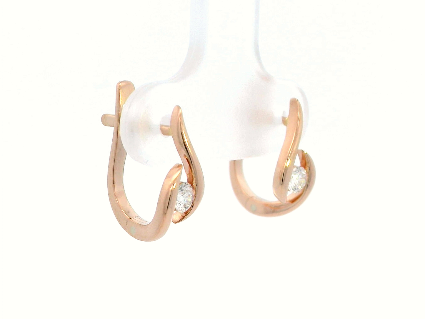 18K Rose Gold Diamond Earrings | 0.18 Carat Minimalist Hoop Earrings