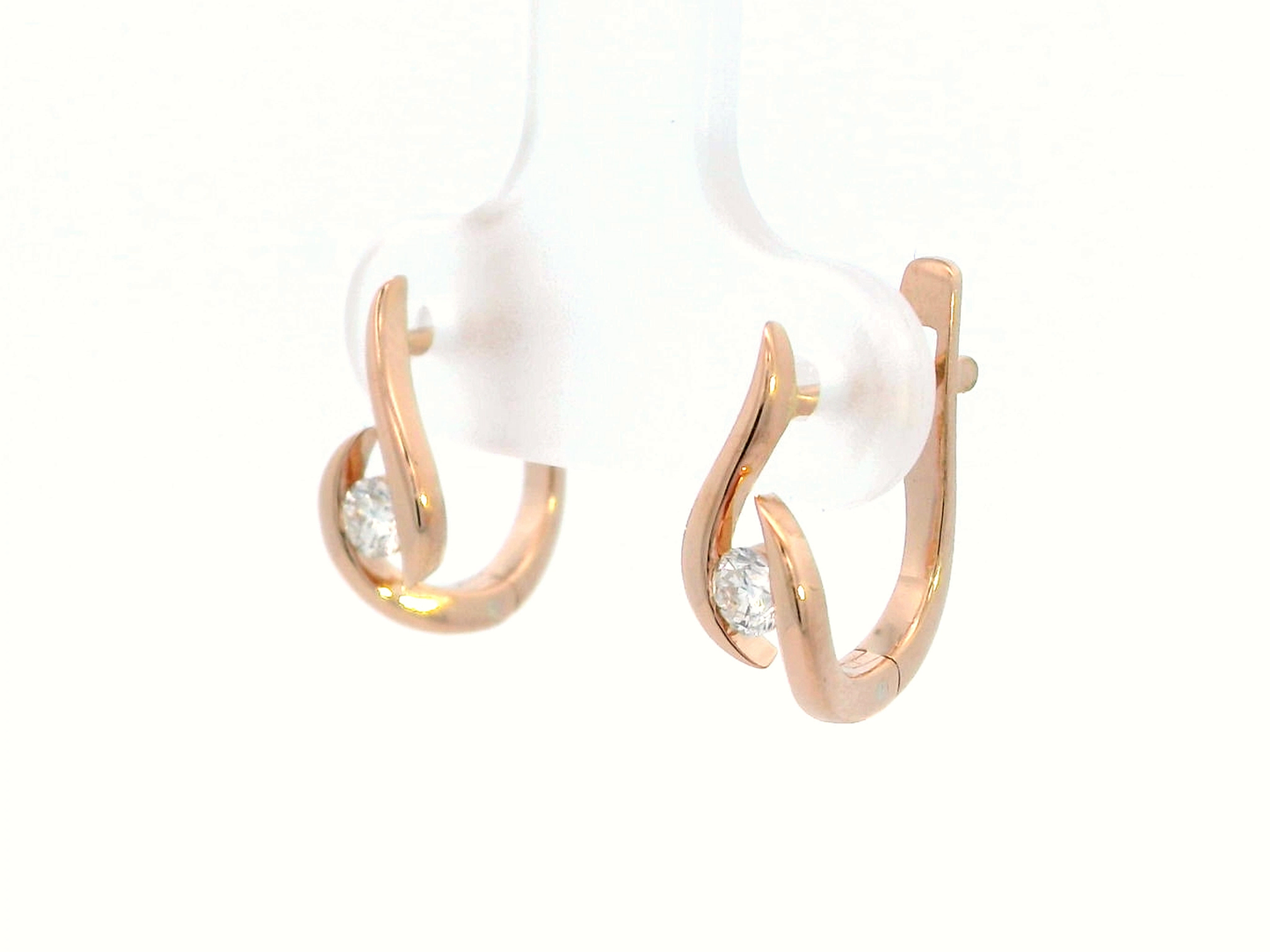 18K Rose Gold Diamond Earrings | 0.18 Carat Minimalist Hoop Earrings