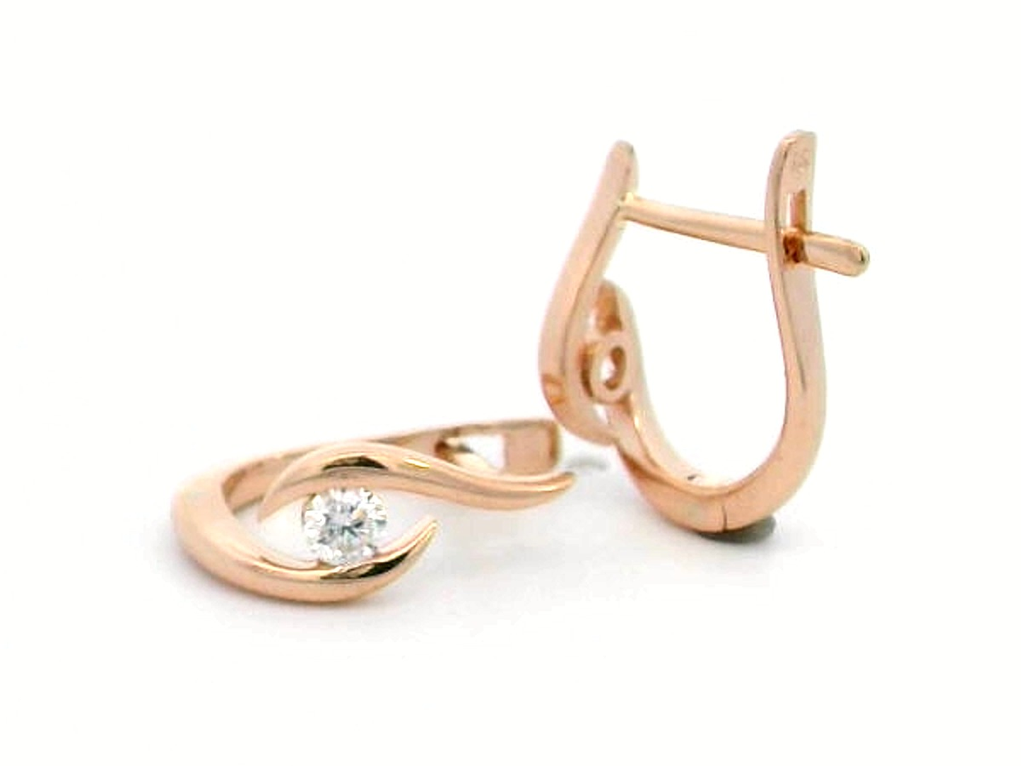 18K Rose Gold Diamond Earrings | 0.18 Carat Minimalist Hoop Earrings