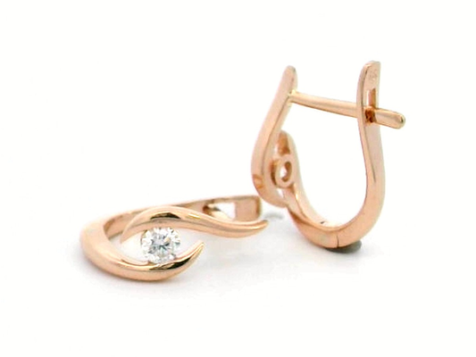 18K Rose Gold Diamond Earrings | 0.18 Carat Minimalist Hoop Earrings