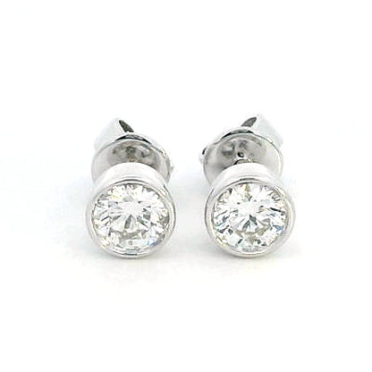 18K Gold Diamond Stud Earrings in Bezel Setting | 0.56 Carat Total Diamond Weight