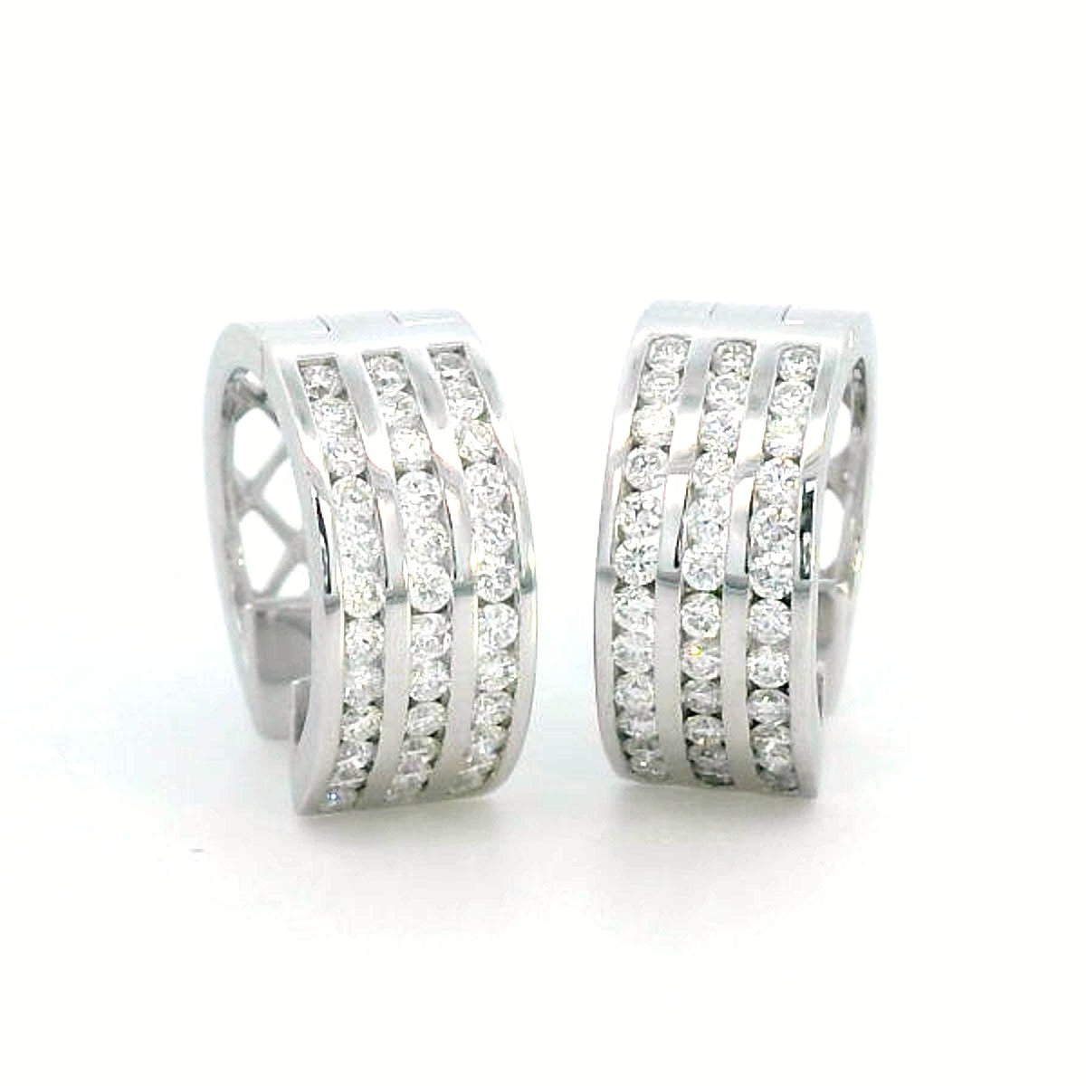 18K Gold Diamond Hoop Earrings | 0.60 Carat Channel Set Diamond Hoops