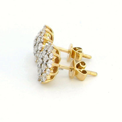 Exquisite 18K Yellow Gold Diamond Cluster Stud Earrings – 1.03 Carats Total