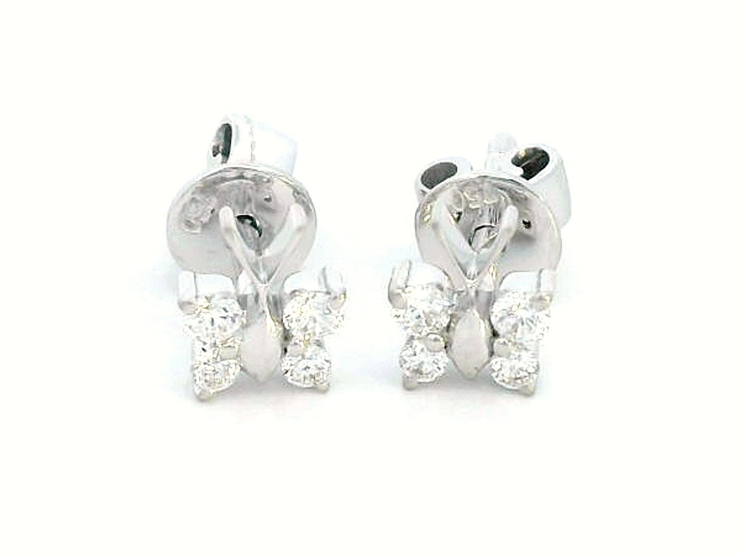 18K Gold Butterfly Diamond Stud Earrings – Dainty and Elegant Design with 0.15 Carats of Diamonds