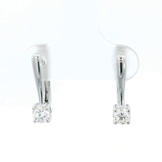 18K gold diamond huggie hoop earrings with 0.45-carat natural diamonds, featuring a secure and elegant design.
