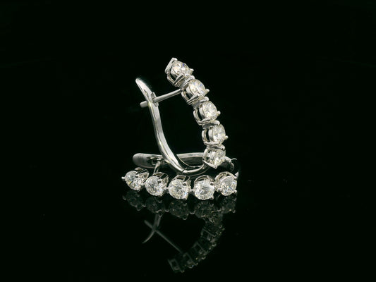 18K white gold hoop earrings with 1.90 carats of round brilliant diamonds arranged in a front-facing design

